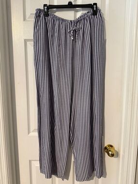 blue island Navy and White Striped Drawstring Lounge Pants